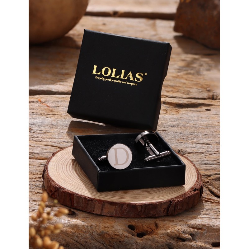 LOLIAS Cuff Links Mens Accessories Jewelry Classic Initial Cufflinks with