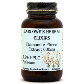Barlowe's Herbal Elixirs CHAMOMILE EXTRACT | 1.2% APIGENIN | 600mg | 60 Veggie Capsules | Glass Bottles