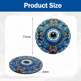 2 Pcs Evil Eye Car Cup Holder Coasters, Universal Round Car Coaster for Cup Holders, Non-Slip Insert with Absorbent Material, Long-lasting Car Accessories Interior, Reliable Drink Coasters
