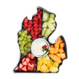 KOLORAE Michigan Serving Tray - Unique 7 Compartment Mitten State Reusable Snack Tray w/Dressing Cup. Great for Entertaining and Storage for Appetizers, Snacks, Chips & Dip