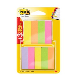 Post-it 670-6+3 Page Marker Narrow Blocks 6 x 100 Sheets Neon Pink/Green/Yellow/Orange/Violet