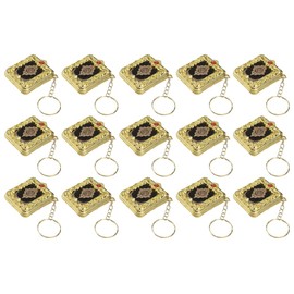 Abiyou 15PCS Muslim Hanging Key Chain, Muslim Decoration Keyring, Muslim Keychain,Key Chain Vintage Religious Islamic,Key Chain Ring Mini Quran,for Handbag Pendant Wallet Accessories Ornament(Gold)