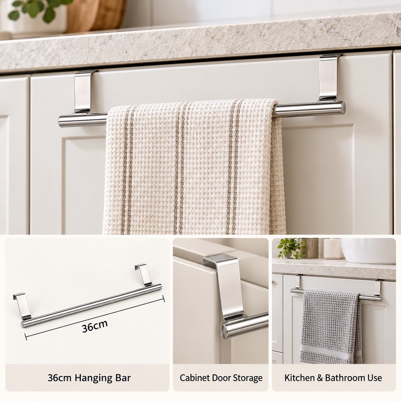 36cm Over Cabinet Door Towel Rack for Kitchen & Bathroom
