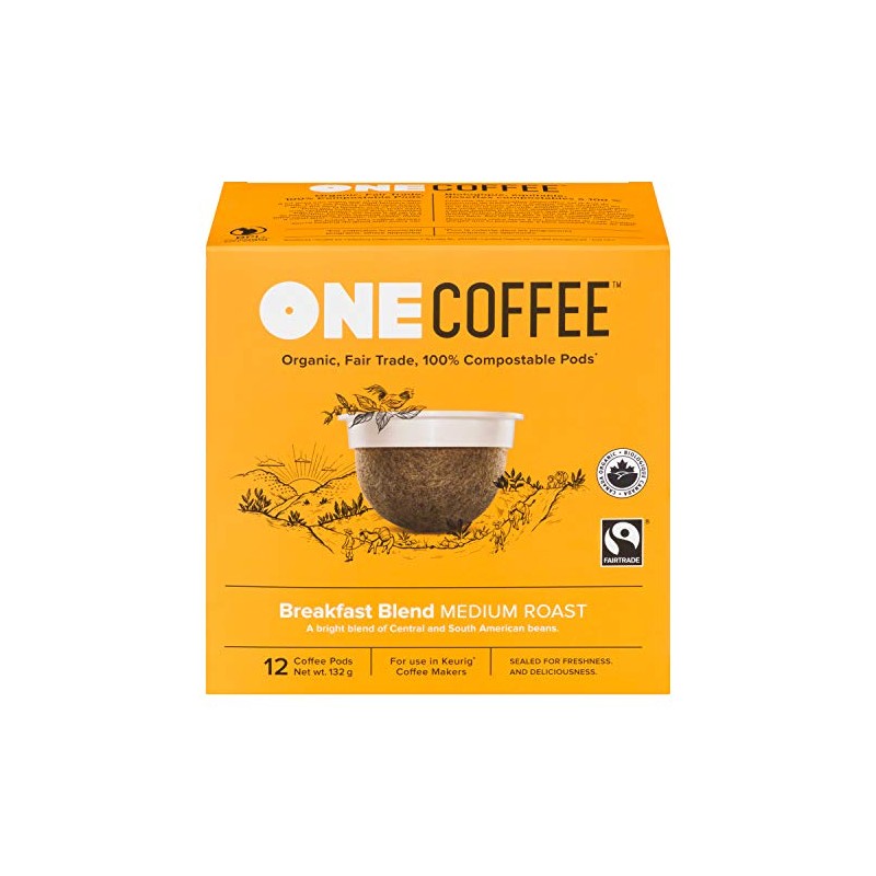 OneCoffee Organic Breakfast Blend 12 Count Single Serve Coffee 100%