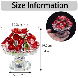 H&D Hyaline&Dora Crystal Red Flower Figurine Glass Collectable Gift Ornaments Home Decor Tabletop Centerpiece