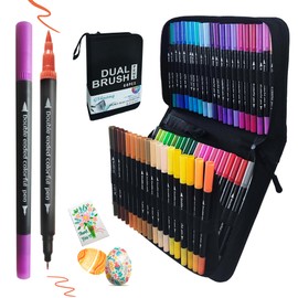 GSHUANG 60 Colors Extra Fine Twin Type Water Based Color Pen Set, Durable, Quick Drying, For Illustrations, Sketching, Doodling, Drawing Letters, Illustrations, Watercolor Brushes for Adults and Kids