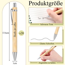 Tenare Pack of 20 Thank You Ballpoint Pens Gifts Wooden Ballpoint Pen with Saying Thank You for Everything Colleagues Quotes Retractable Ballpoint Pen Farewell Thank You Pen Gift for Teachers