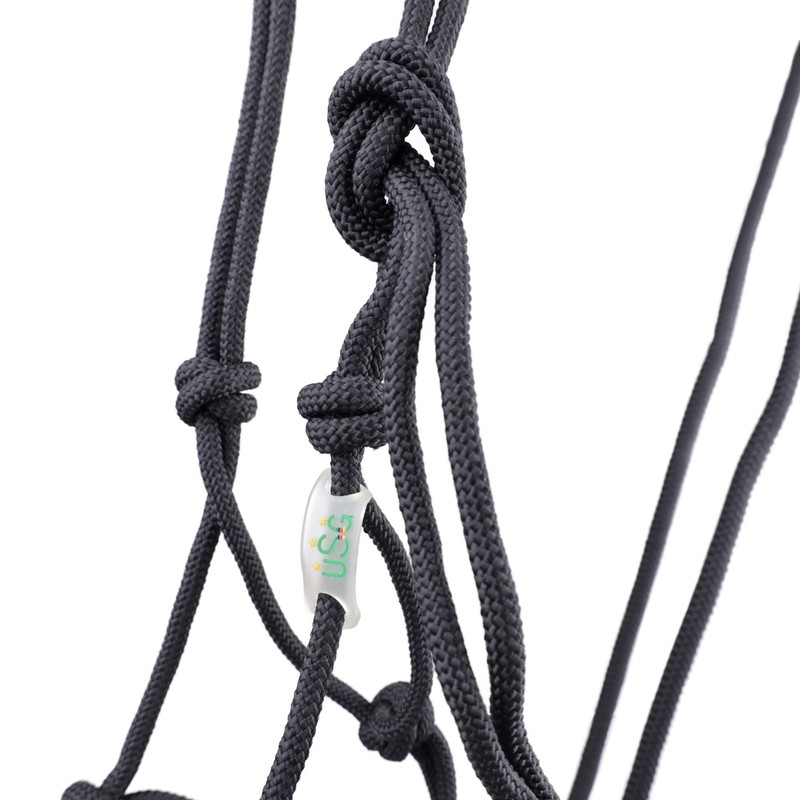 USG 15050024 Knot Headcollar Braided Noseband with Rhinestones Black Shetty/Pony