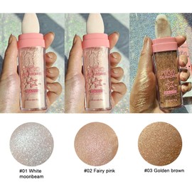 Polvo De Hadas - Body Glitter Highlighter Powder Fairy Stick for Makeup Shimmer and Shine High Gloss Blush Contour Powder Makeup - 3 Colors Sparkle Patting Powder For Hair Face Eyes Body
