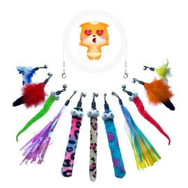 Cat Toy, Cat Teaser, Feather Toy, 12-Piece Set, Lot of Fun Replacement Cat Toys, Pet Supplies, Cat Toys, Novelty Cat Toy, No Fishing Rod, Natural Feather Stick Bell Included, Pet Animal Toy, Indoor