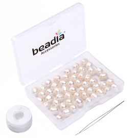 BEADIA Natural Pearl Beads Potato 6-7mm White Freshwater Cultured Loose Gemstone Beads for DIY Jewelry Making 13.8''/Strand HQ