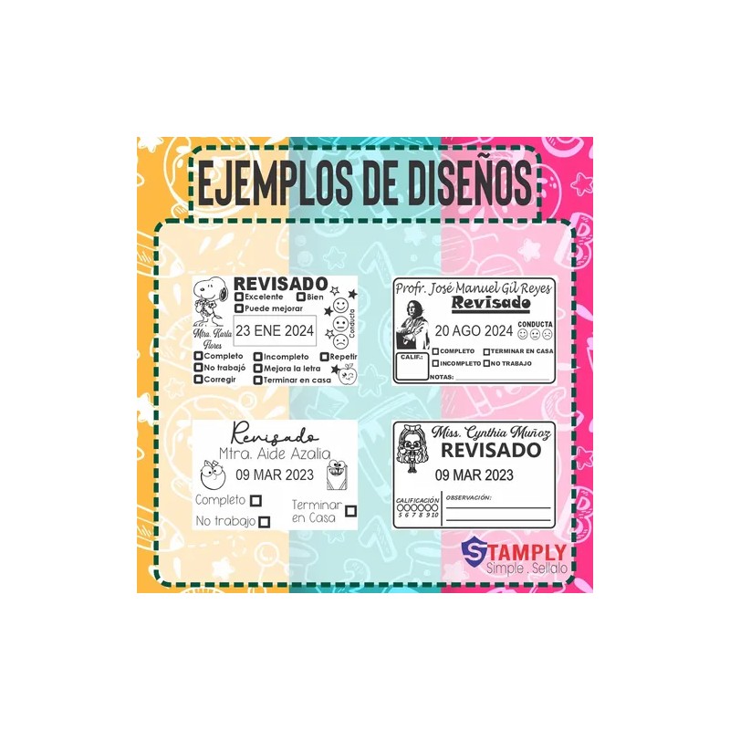 Sello Fechador Personalizado Stamply 4x6cm Maestra Profesor