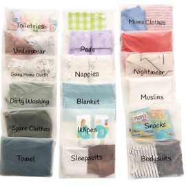 22 x Maternity Hospital Bag Organiser Pouches | Hospital Bag Maternity Essentials for Newborn Baby Changing Bag or Baby Hospital Bag Organiser Pouches | 38 x 28cm Hospital Organiser Pouches Labelled