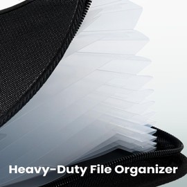 Sooez Heavy Duty Accordion File Organizer with Hidden Handle, Portable 12 Pockets Expanding File Folders, Cloth Monthly Bills Receipt Organizer for Letter/A4, School Classroom Home & Office Supplies