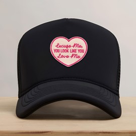 Heart Excuse Me You Look Like You Love Me Patch 3 Inches Country Music Lyric Western Cowgirl Iron On/Sew On Embroidery Fabric Applique Patches for Trucker Hats Clothes Backpack DIY Accessories