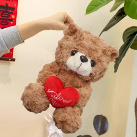 Wgxzyq Teddy Bear Stuffed Animal with Rose, Sof Stuffed Teddy Bear Plush Toy, Gifts for Kids (White with Love)