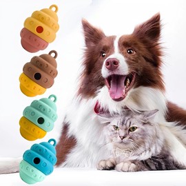 Mabnuby Dog Puppy Treat Dispensing Toy Silicone Puzzle Slow Food Licking Mini Feeder Honeycomb Interactive Toys for Small Medium Breeds Dogs Travel Yellow & Orange