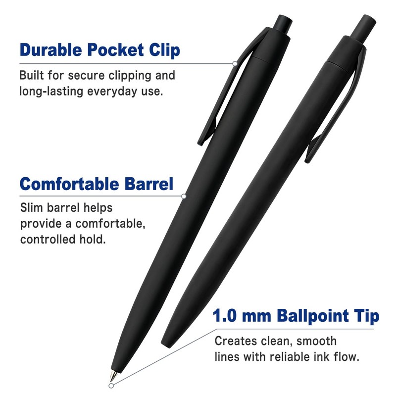 100 Pack Retractable Ballpoint Pens Bulk, Black Ink Pens, 1.0mm