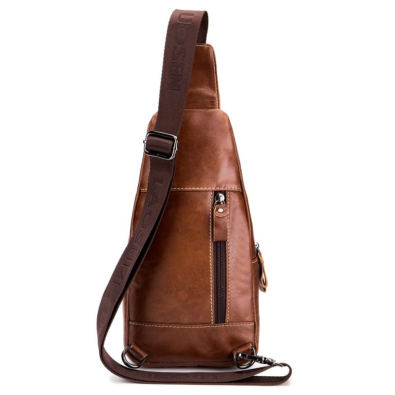 Leather Sling Bag Crossbody Backpack for Men Women Outdoor Travel