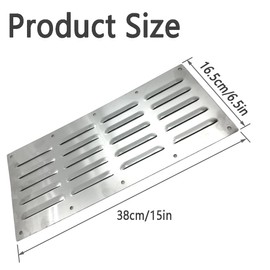 Ruinuonice Stainless Steel Venting Panel for Grill Accessory,Stainless Steel Vent Cover for Masonry Fire Pits/Outdoor Kitchen (15" by 6-1/2"-Silver 1 Pack)
