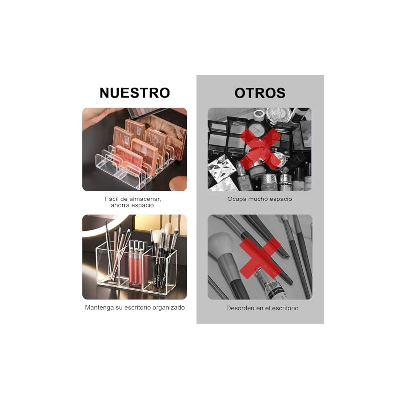 Organizador Brochas y Paletas Maquillaje Transparente Acrílico