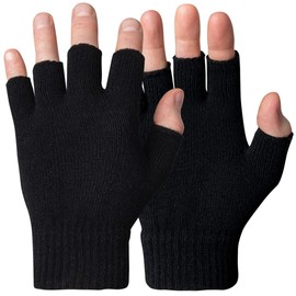 DOVORTEX fingerless gloves for men and women | winter knitted mens fingerless gloves thermal with soft Lining | insulated knit thermal fingerless gloves men