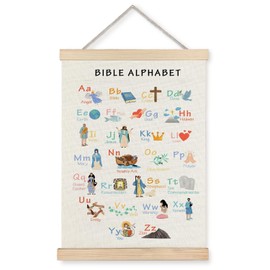 Supwhd Bible Verse Posters for Kids, Bible Alphabet Poster Hanger Frame, Christian Classroom Decor, Alphabet Wall Decor for Classroom Church School Christian Home, 16x24