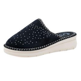 JOMIX Women's Slippers with Heel, Winter Comfortable Faux Suede Slippers, Made in Italy, black