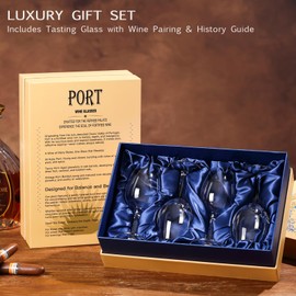 Physkoa Port Wine Glasses Gift Set of 4 – 7 oz Crystal Sherry & Dessert Wine Tasting Glasses – Fine Tulip Stemware in Elegant Gift Box for Wine Lovers & Connoisseurs
