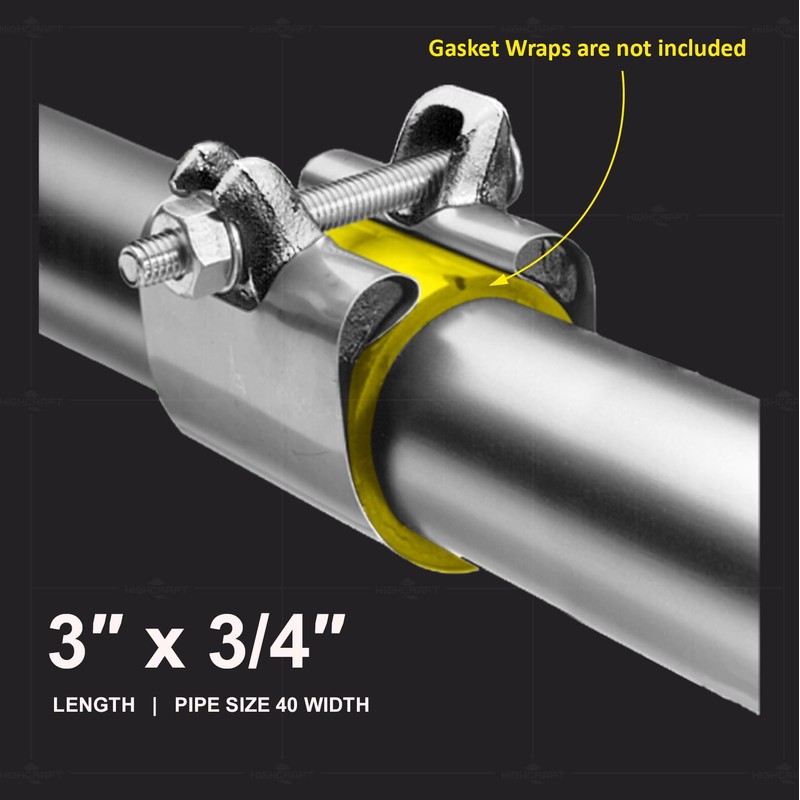 Highcraft Pipe Repair Clamp 3/4'', IPS Single Bolt, 3” Long,