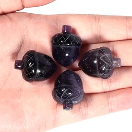 Loveliome Pine Cones Home Crystal Decor, 1 Inch Handcarved Statue Crystals and Healing Stones Figurine, Amethyst