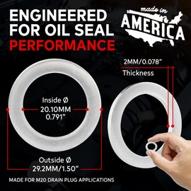 Votex - Oil Drain Plug Crush Washer fits Honda Generator EB10000-20 Pack - Made in USA