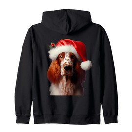 English Setter with Santa Hat, Dog Owner, Lover, Mother Hooded Jacket, black