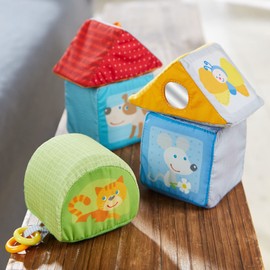 HABA Animal Discovery Cubes - 5 Soft Baby Blocks in Geometric Shapes