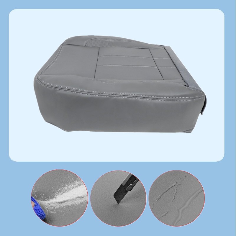 FZJDSD Gray Driver & Passenger Side Bottom Leather Replacement Seat