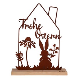 UNUS Easter Decoration Made of Bamboo & Metal, Filigree Spring Decoration with Rabbit and Flowers, Stylish Easter Decoration for Home, Rust