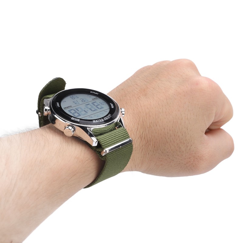 Mens Digital Sports Waterproof Watch Dual Time Zone Stopwatch Calendar
