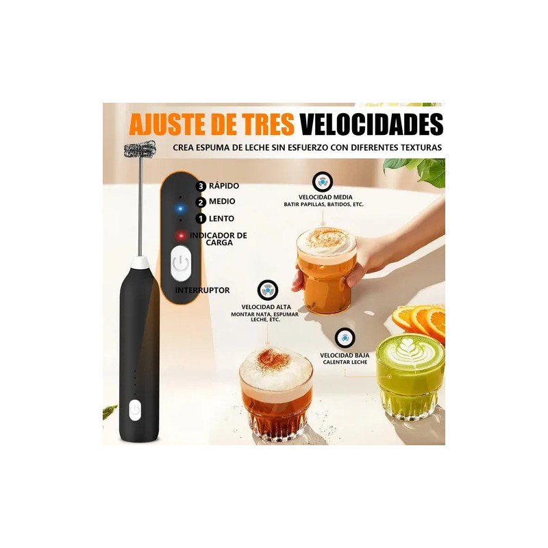 Espumador De Leche Y Café Batidores Electrico 3 Velocidades