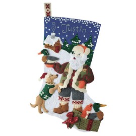 Outdoorsman Santa 18" Felt Christmas Stocking Kit
