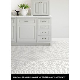 FloorPops FP2946 Lattice Peel Stick Floor Tiles, White & Off-White
