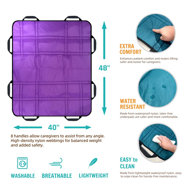 NurtureCare Upgraded 3-Layer Comfort Positioning Bed Pad with Handles Washable
