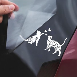 Cats and Butterflies Car Decal Funny Cat Cute Animal Meme Girly Humor Decals,Car Fuel Tank Cap Sticker, Window Bumper Stickers, Car Accessories Vinyl Waterproof 5 Inch Decal Gifts for Mom Dad Friend