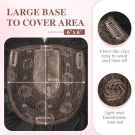 S-noilite 18inch Hair Toppers for Women with Fringe Bang Long Wavy Curly Hair Pieces for Women with Thinning Hair Clip in Hair Topper Highlight Synthetic Wig Add Hair Volume Jet Black