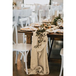 6 Packungen Käsetuch-Tischläufer, 3 m, Gaze-Tischläufer, Pessach-Tischdekoration, 89,9 x 304,8 cm, rustikaler Käsetuch-Tischläufer, transparenter Käsetuch-Stoff, Tischläufer für Hochzeit(Hellbraun)