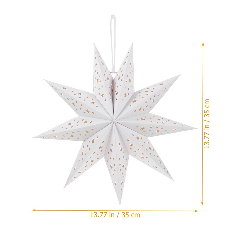 Lurrose Paper Star Lantern, 3 Pack 9 Pointed Star Lampshade