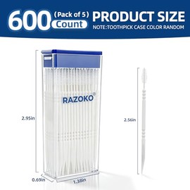 RAZOKO 600 cepillos interdentales desechables para el cuidado bucal con bolsa portátil y palillos de dientes, perfecto para la familia, hoteles, viajes