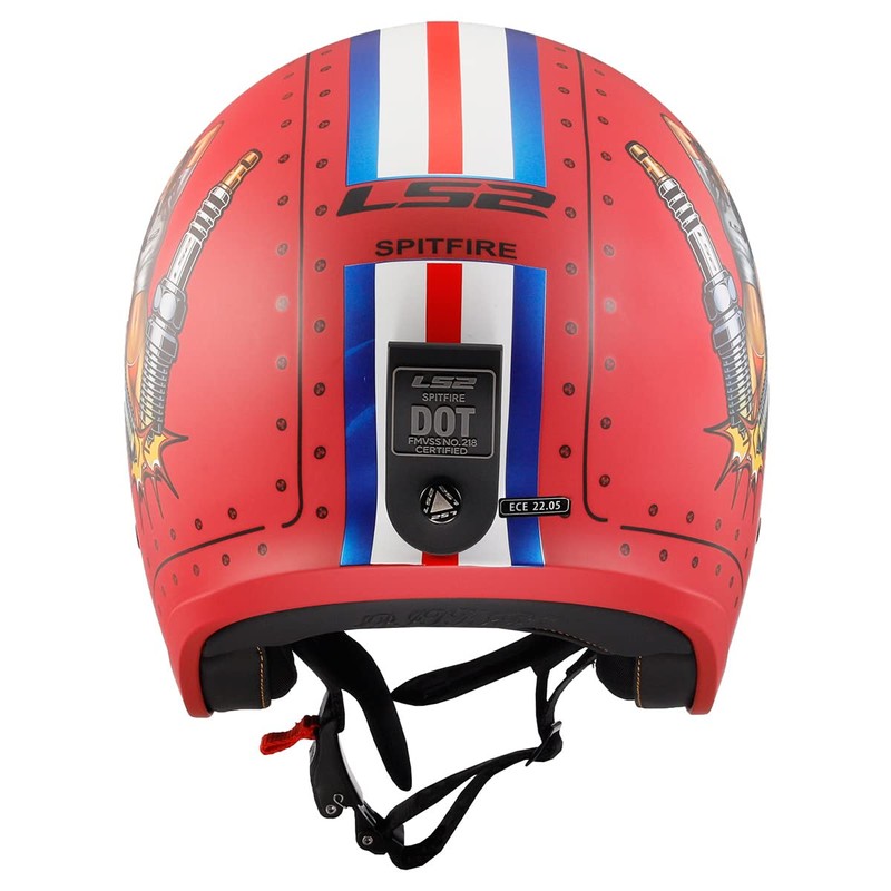 LS2 Helmets Open Face Spitfire Spark Helmet (Primer Red -