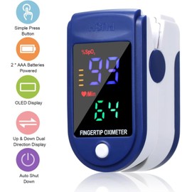 Finger Pulse Oximeter with LED Display - Family Medical Health -Finger Blood Heart Oxygen Saturation Meter Spo2 Monitor