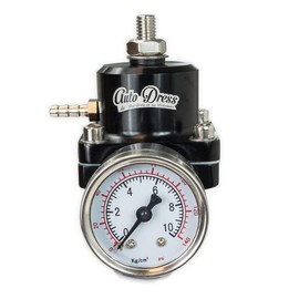 Universal Fuel Pressure Regulator, 7 Bar Adjustable, Pressure Gauge & Accessories in Black