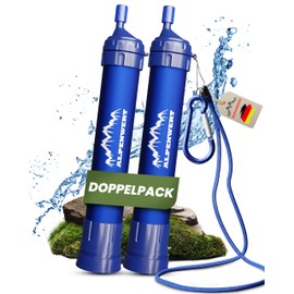 ALPENWERT Outdoor Water Filter Double Pack – Drinking Water Filter for 4000 Litres of Filtered Water – Drinking Water Treatment that Kills 99.99% of All Germs and Bacteria
